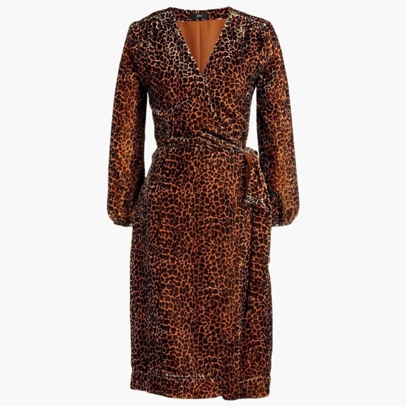 J. Crew Velvet Leopard Wrap Dress - Picture 12 of 12
